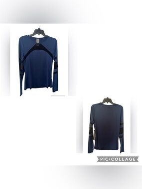Shape NWOT Women’s Cage Mesh Long-Sleeved Tee - Navy/Black - Medium